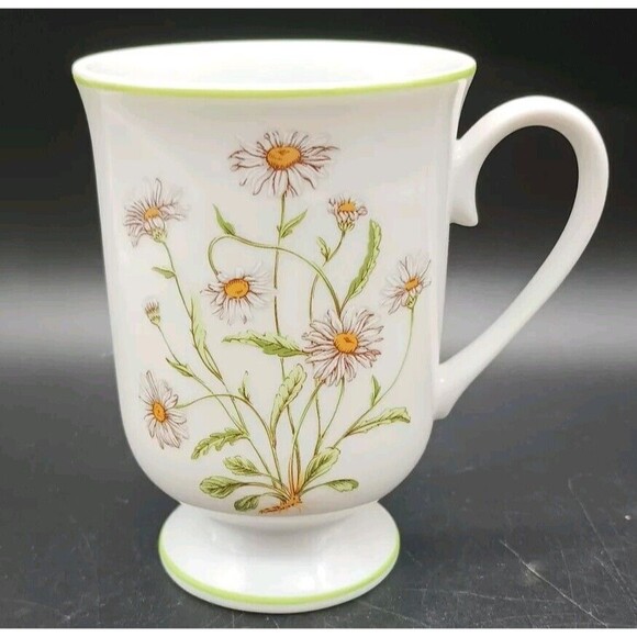 Royal Domino Collection Pedestal Footed Mug Daisy Botanical Garden Spring - Picture 1 of 3